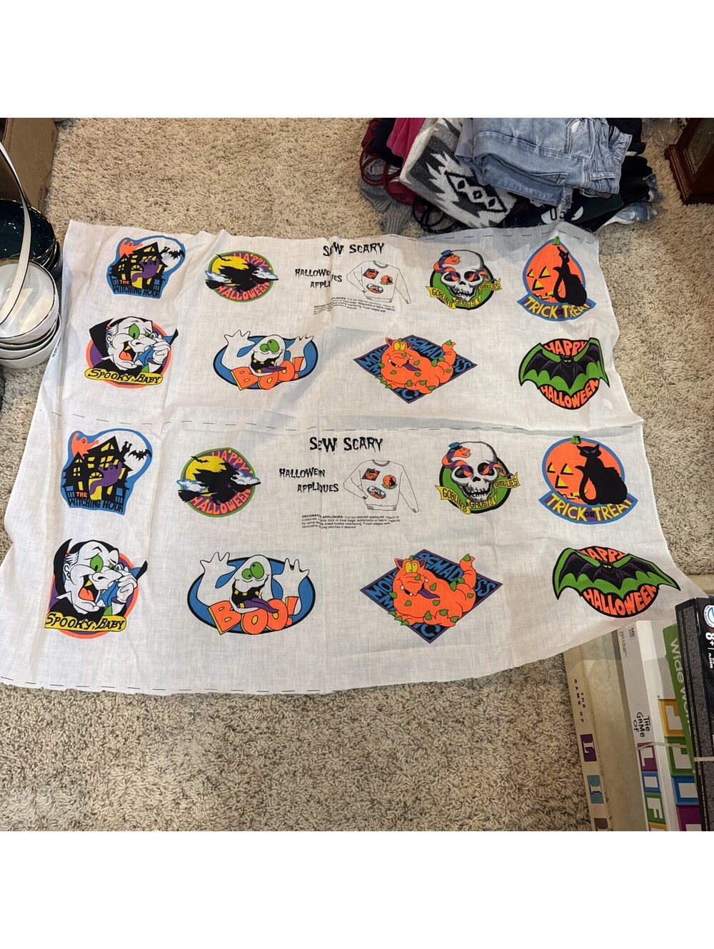 Vintage Sew Scary Halloween Wamsutta Hallmark Fabric Appliqués Panel-2 sets